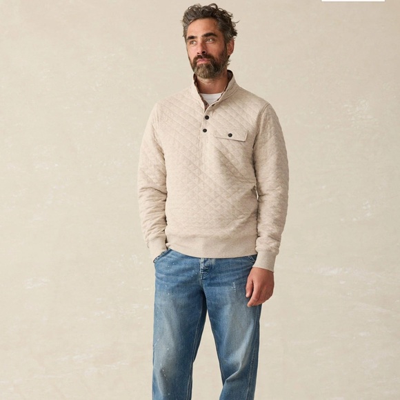 Faherty Other - Faherty - Epic Quilted Fleece Pullover - Oatmeal Melange